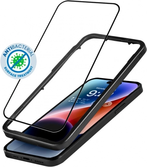Antibakterielt 3D Armour Glass skærmbeskyttelse til iPhone 14 Pro med installationsramme