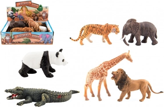 Sæt med safari-dyr i plast, 6 stk (11–17 cm)
