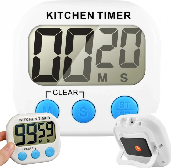 Digitalt køkkentimer med magnet og stor LCD-skærm