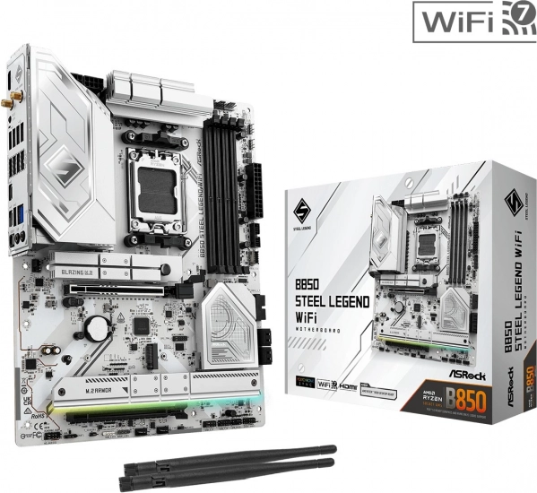 Hvidt bundkort B650 Steel Legend WiFi AM5 ATX