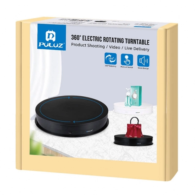 Elektrisk roterende bord Puluz med display 30 cm USB sort