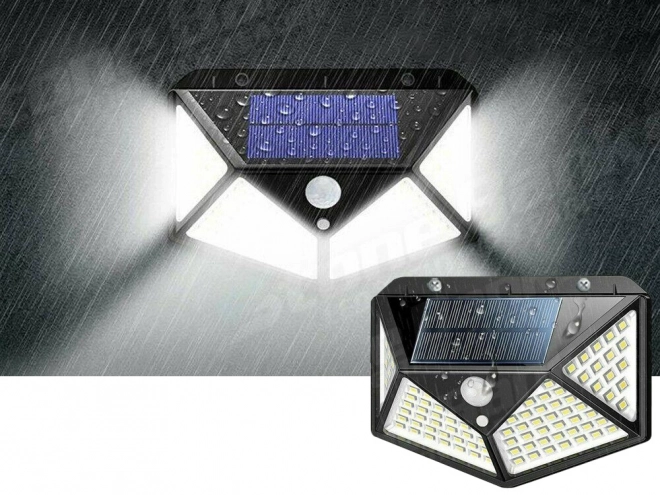 Solcellelampe med 100 LED og skumrings-bevægelsessensor