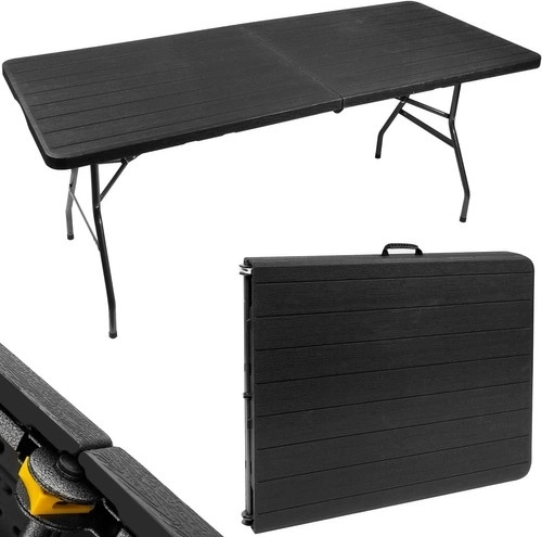 Sammenklappeligt havebord kuffert 180 cm, sort