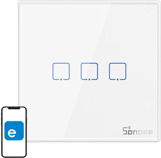 Smart vægkontakt Sonoff T2EU3C-RF 3-kanals