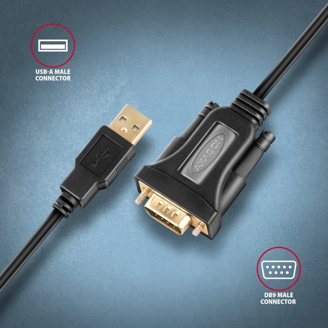 Adapter USB 2.0 til RS-232 med seriel port, 1,5m kabel, FTDI chip