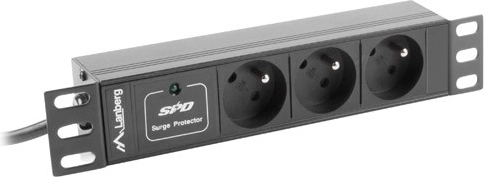 Rackmonteret strømskinne PDU 10" 1U, 3x FR-stik, 2 m, 16 A, 230 V, sort