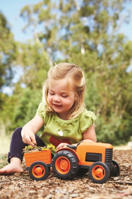 Traktor med anhænger i orange fra Green Toys