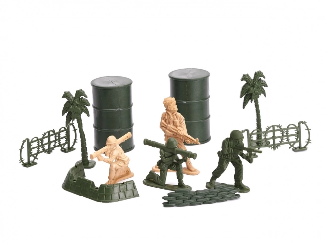 Sæt med soldaterfigurer + militærbase 114 dele