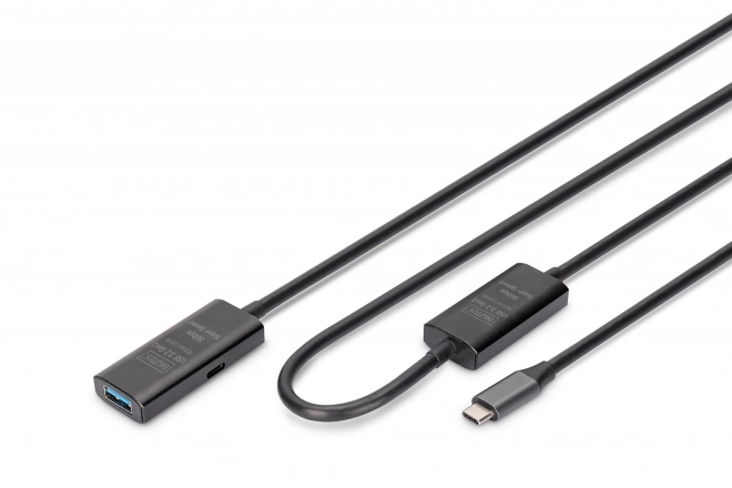 Aktiv USB-C - USB-A forlængerledning 10m, USB 3.2 Gen1 5Gbps