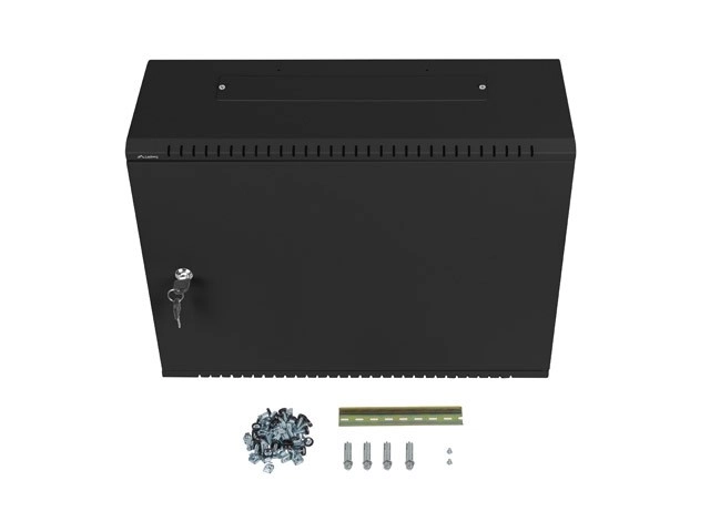 Vægmonteret rackskab 19 tommer 4U+3U 540x200 lav profil sort