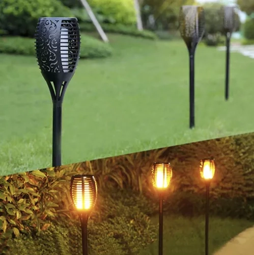 Garlov Solarlampe til haven - fakkel, sæt 4 stk
