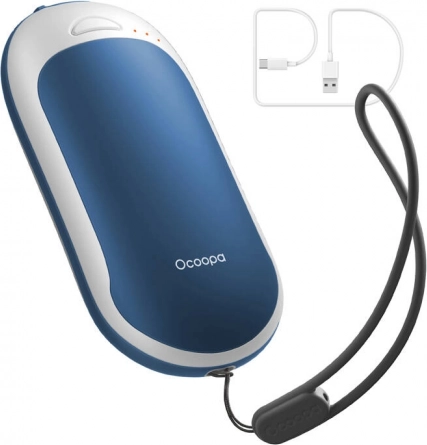 Ocoopa håndvarmer og powerbank 5000 mAh USB-C hvid-blå