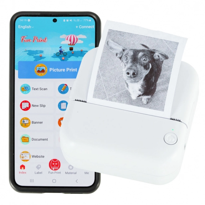 Mini termisk printer til fotos og noter med Bluetooth