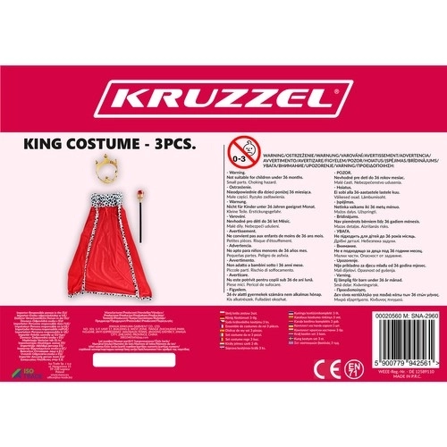 Sæt 3stk kongekostume. Kruzzel 20560