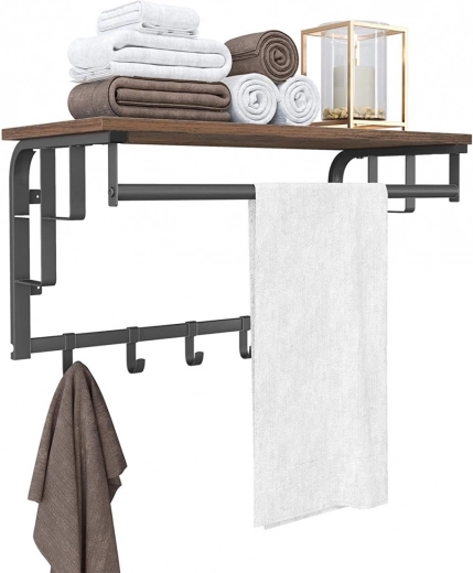 5 afrundede knager og solid stang