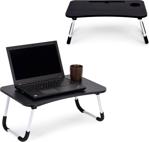 Bakkebord til bærbar computer til seng 60x40 cm - sort