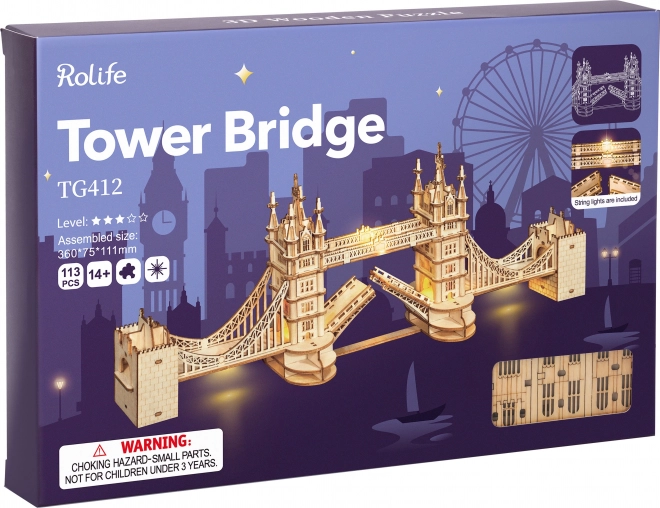 RoboTime træ 3D puslespil bro Tower Bridge lysende