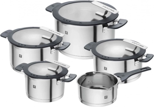 ZWILLING Simplify gryde-sæt 5 dele i rustfrit stål med si-låg