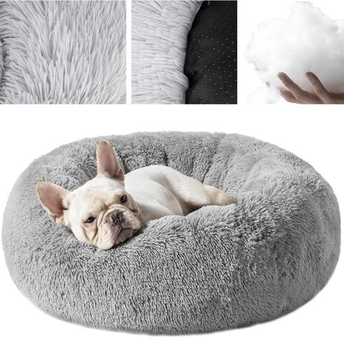 Grå, lodden hundekurv - 60 cm