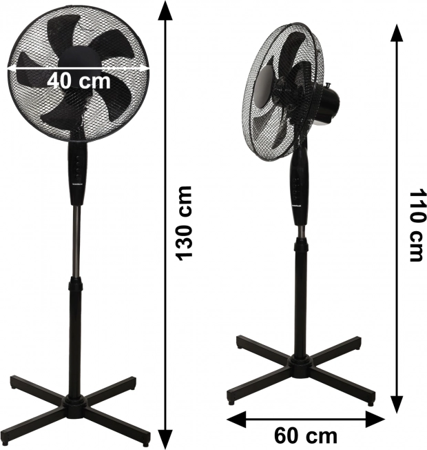 Stående gulvventilator – 3 tilstande, 5 blade, sort