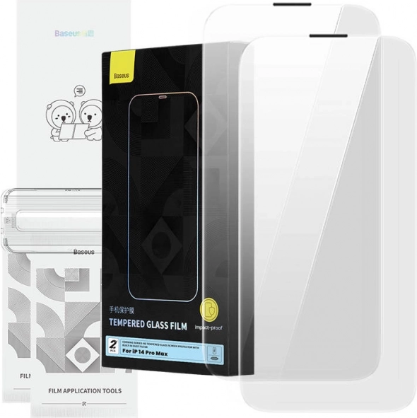 Hærdet glas BASEUS Corning med støvfilter til iPhone 14 Pro Max