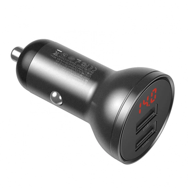 Baseus biloplader med skærm 2x USB