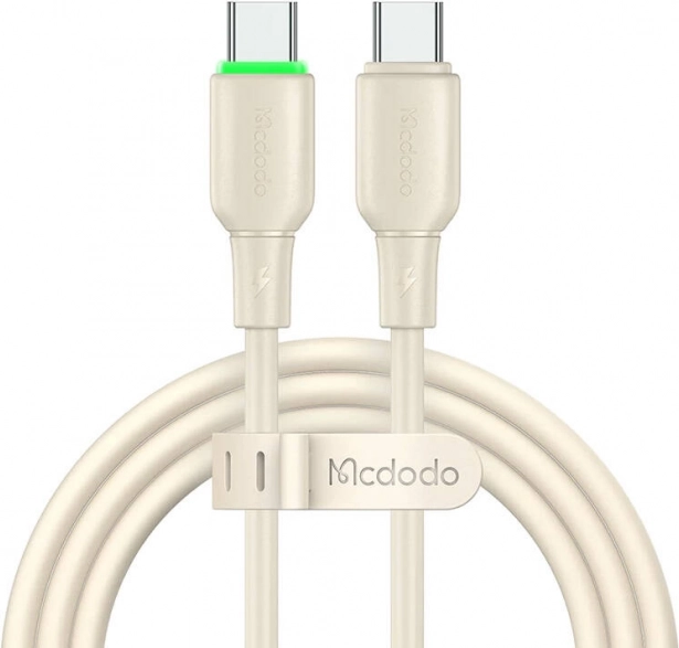 Mcdodo silikonekabel USB‑C til USB‑C 65 W, 1,2 m, beige