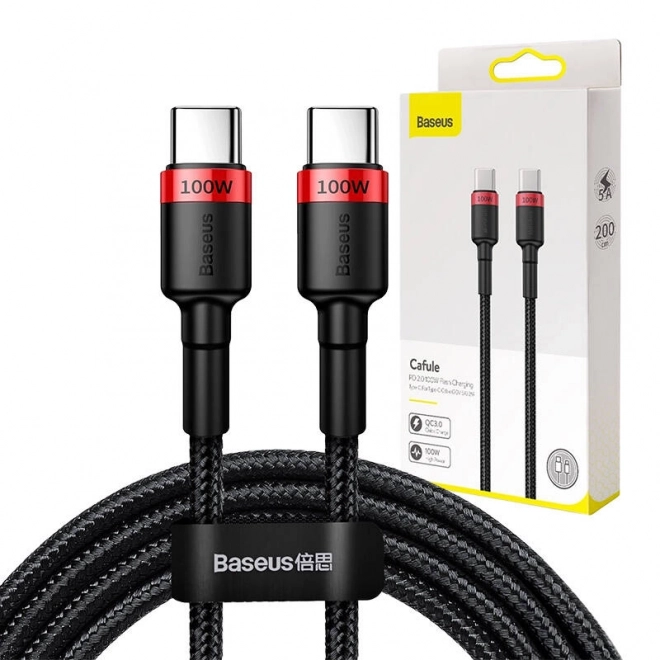 USB-C kabel til hurtig opladning Baseus Cafule 100W rød sort