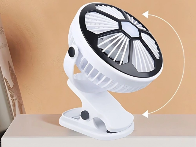 Bordventilator med LED lys og klip