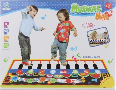 Musiktæppe med musikinstrumenter – spilleklaver 110 × 36 cm