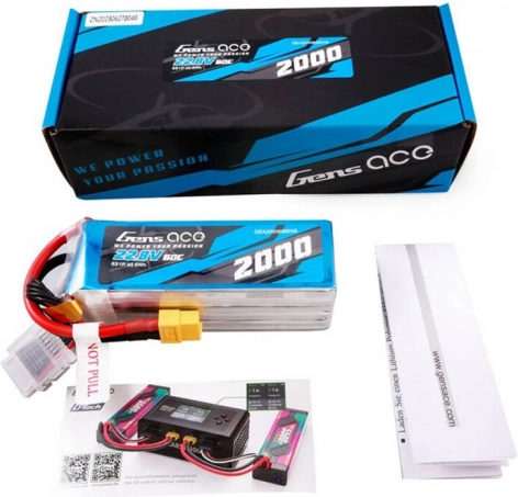 Gens Ace højvolt LiPo-batteri 2000 mAh 22,8 V 60C 6S med XT60-stik