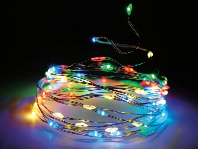 Flerfarvede jule LED-lys med batterier 10m