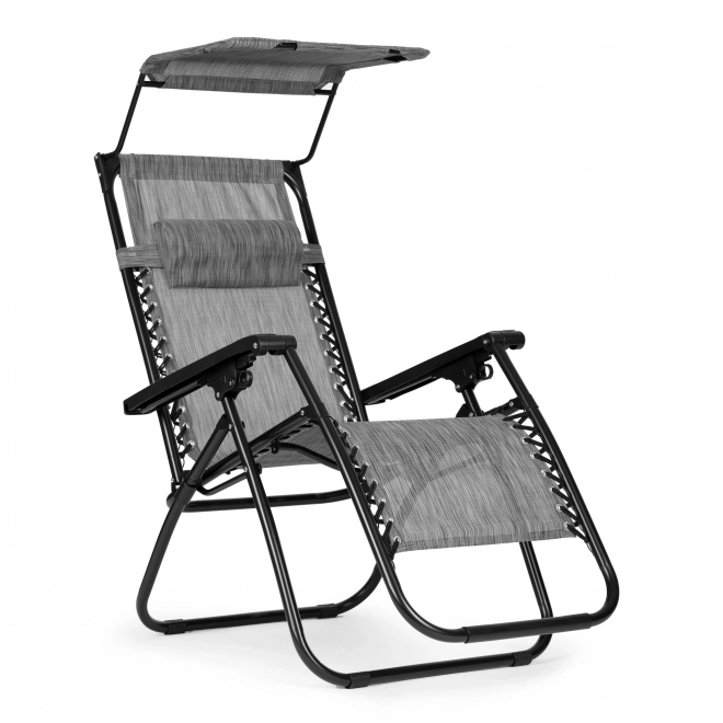Foldbart justerbart have-/strandstol med solskærm grå