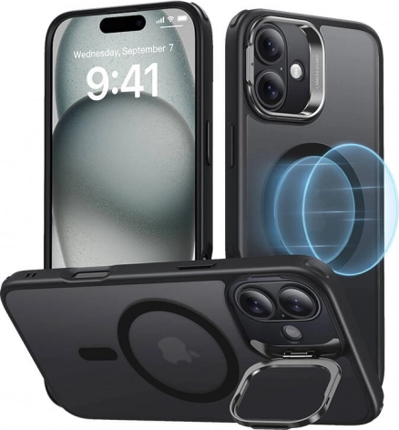 beskyttende etui ESR Classic Hybrid HaloLock med stander til iPhone 16 sort