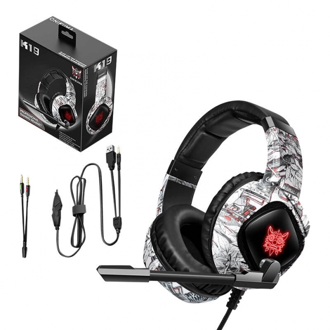 Gaming hovedtelefoner Onikuma K19 Camouflage hvid