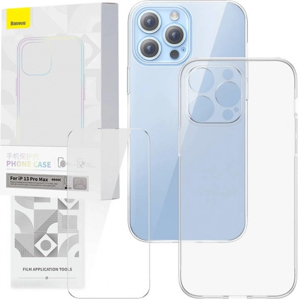 Gennemsigtigt cover og hærdet glas BASEUS Corning til iPhone 13 Pro Max
