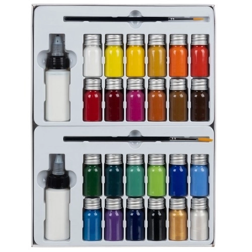 Tekstilfarver - 24 stk. 180ml Maaleo 22948