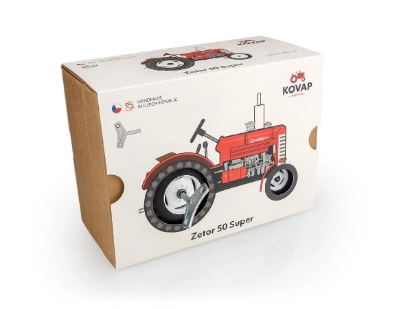 Traktor Zetor 50 Super rød med nøgle metal 15cm 1:25 i æske Kovap