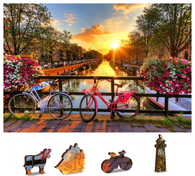 Træpuslespil Cykler i Amsterdam 2i1