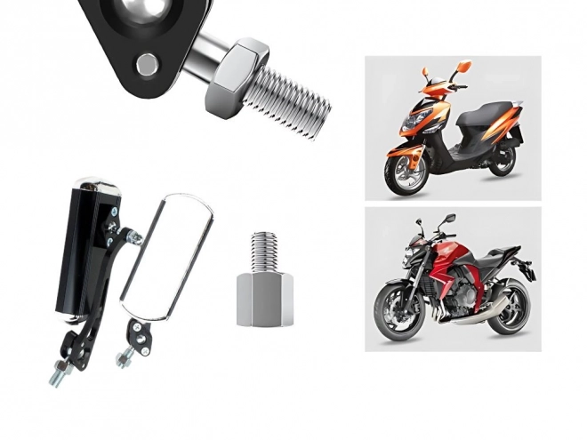 Aluminiumspejl til motorcykel med let holder og adapter