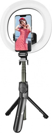 Selfie-stang og stativ med LED-ringlys fra Puluz