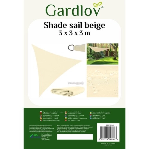 Gardlov 3x3x3 beige solsejl 23146