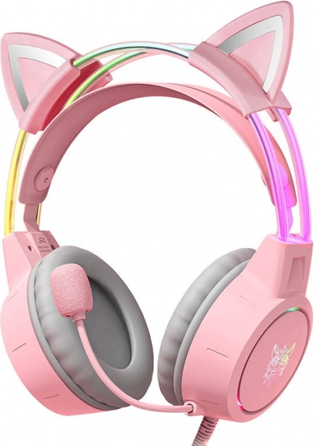Gaming-headset ONIKUMA X15Pro lyserød med katteører