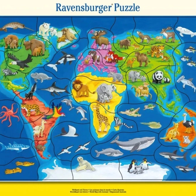 Ravensburger puslespil verdenskort med dyr
