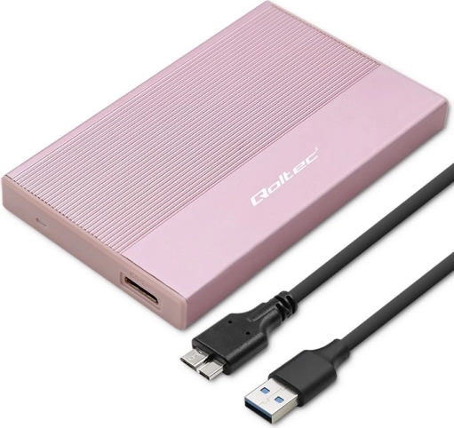 Aluminiumsboks til 2,5" SATA-disk med USB 3.0, 5 Gb/s, op til 2 TB – lyserød