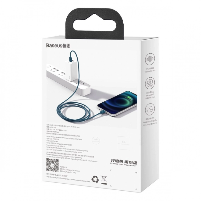 USB-C kabel til hurtig opladning Baseus, 1 m, 20W