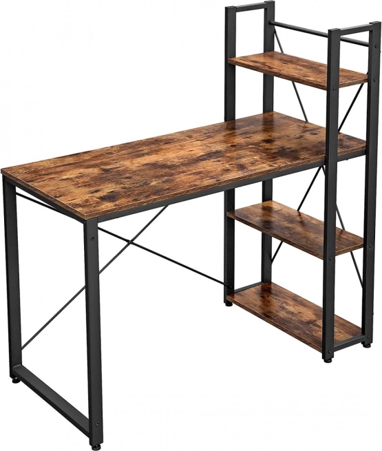 Loftskrivebord med hylder, rustikt, 120 × 60 cm