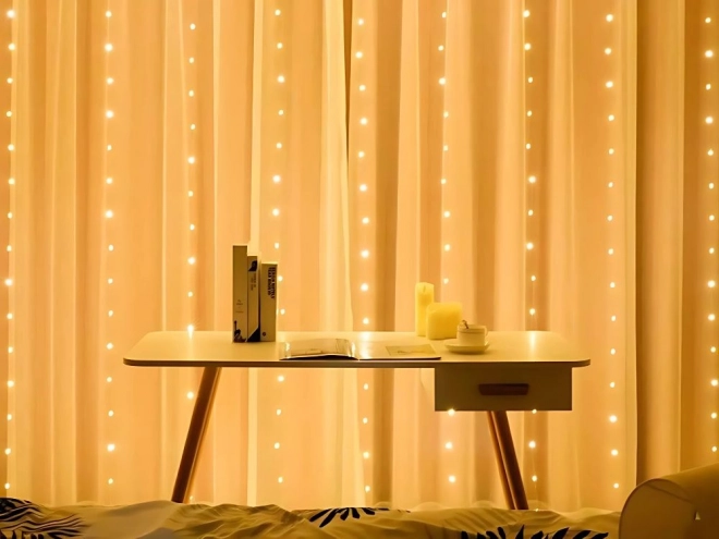 Julelysgardin 300 LED varme hvid USB