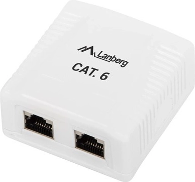 Udenpåliggende LAN-stik 2x RJ45 Kategori 6 hvid