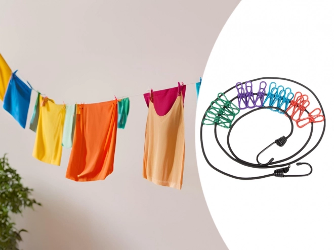 Elastisk tørresnor med klips